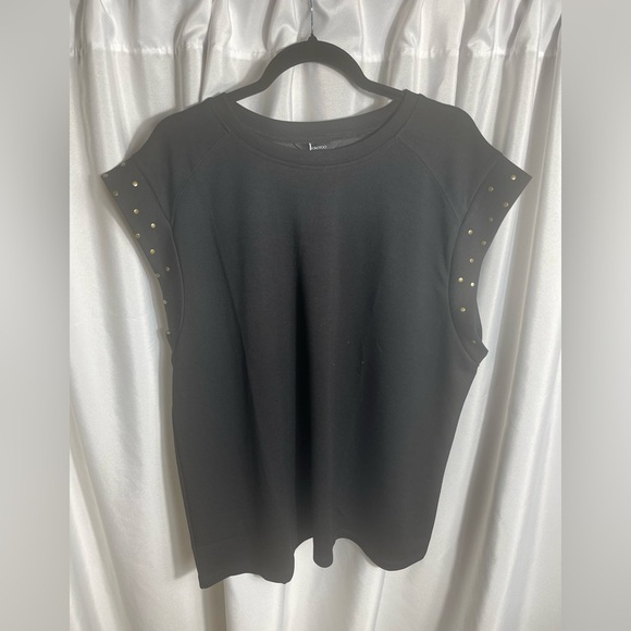 DOKOTOO Women's Plus Size 2XL Black Gold Studded Women's Top NWT - Picture 1 of 10